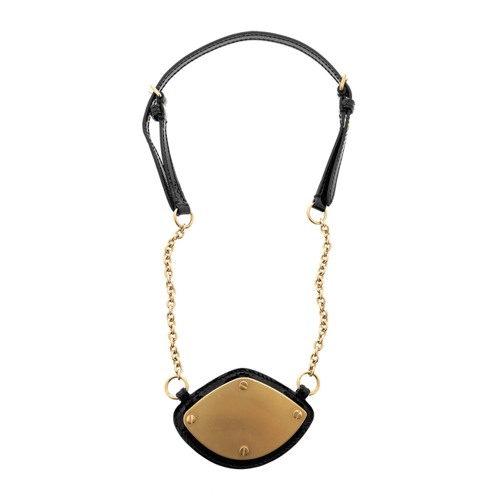 Defective Miu Miu Gold Plated Black Leather Necklace