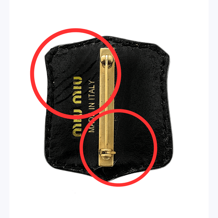 Defective Miu Miu Studed Leather Brooch Pin