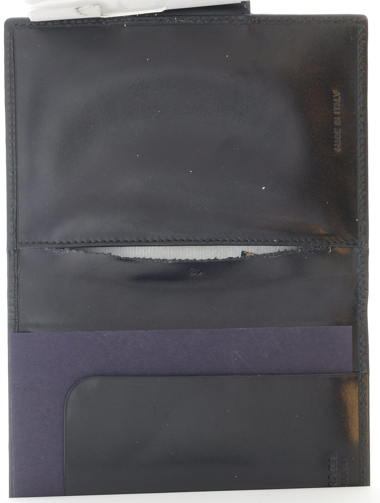 Damaged/ Store Return Prada Black Leather Signature Notebook/Passport Holder