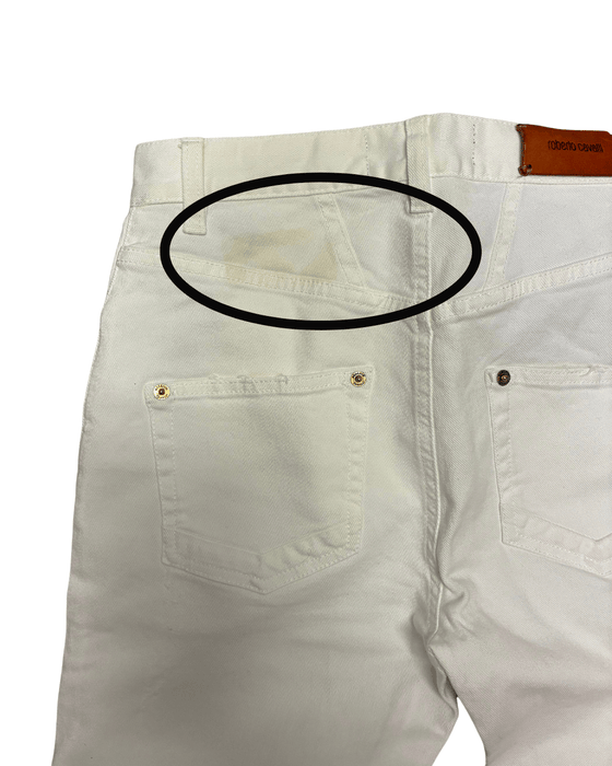 Defective Roberto Cavalli White Flare Denim Jeans-IT 40