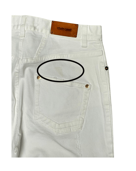 Defective Roberto Cavalli White Flare Denim Jeans-IT 42