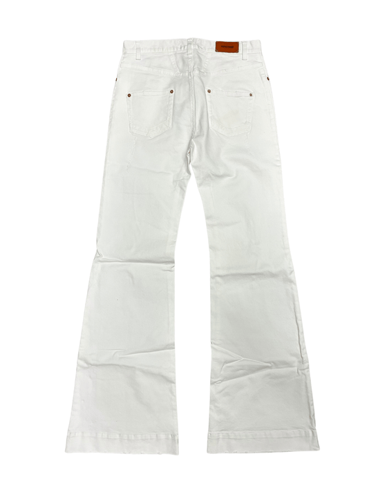 Defective Roberto Cavalli White Flare Denim Jeans-IT 44
