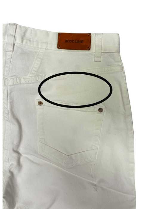 Defective Roberto Cavalli White Flare Denim Jeans-IT 46
