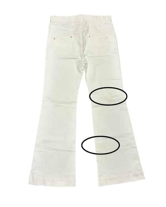 Defective Roberto Cavalli White Flare Denim Jeans-IT 48