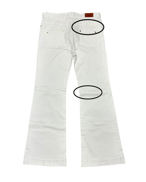 Defective Roberto Cavalli White Flare Denim Jeans-IT 50