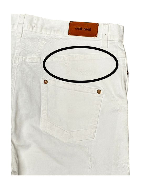 Defective Roberto Cavalli White Flare Denim Jeans-IT 50