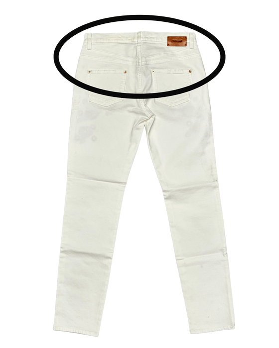 Defective Roberto Cavalli White Skinny Jeans with Navy Embroidery-IT 42