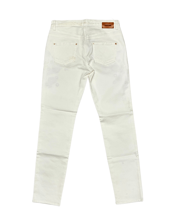 Defective Roberto Cavalli White Skinny Jeans with Navy Embroidery-IT 42