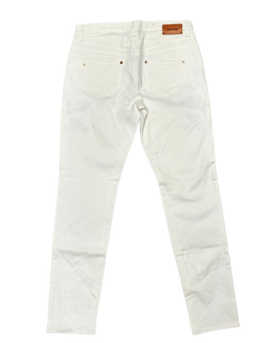 Defective Roberto Cavalli White Skinny Jeans with Navy Embroidery-IT 44