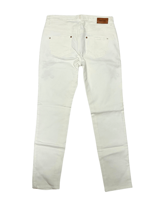 Defective Roberto Cavalli White Skinny Jeans with Navy Embroidery-IT 44