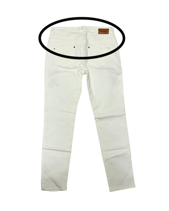 Defective Roberto Cavalli White Skinny Jeans with Navy Embroidery-IT 44