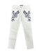 Defective Roberto Cavalli White Skinny Jeans with Navy Embroidery-IT 44