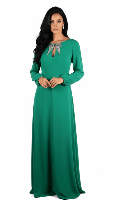 Roberto Cavalli Emerald Green Wing Detailed Keyhole Dress  Gown  44IT-10US