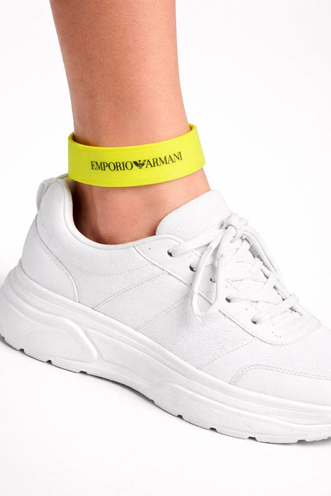 Emporio Armani Neon Yellow Rubber Fashion Ankle Strap