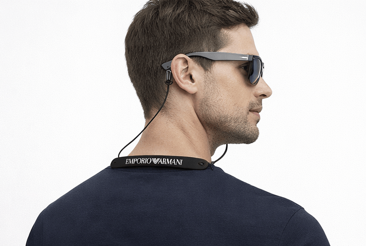 Emporio Armani Black Rubber Eyewear Strap