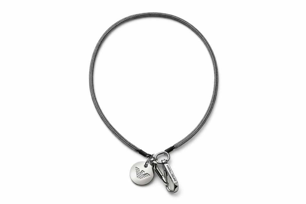 Emporio Armani Grey Rubber Cord Chain with Carabiner Clips