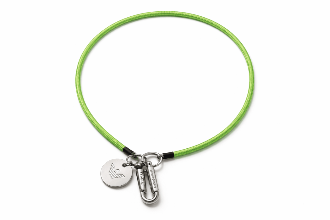 Emporio Armani Neon Green Rubber Cord Chain with Carabiner Clips