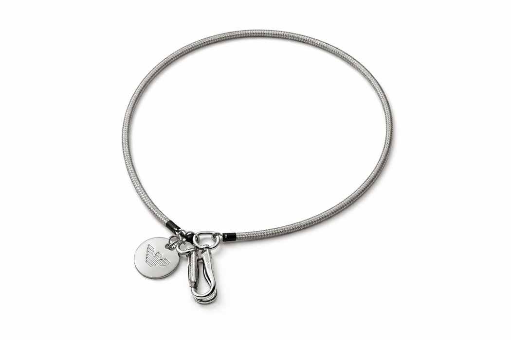 Emporio Armani Clear Rubber Cord Chain with Carabiner Clips