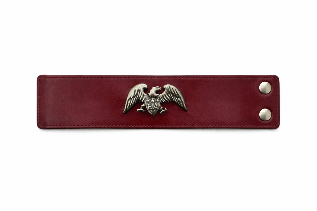 Emporio Armani Red Leather Cuff Bracelet with Eagle