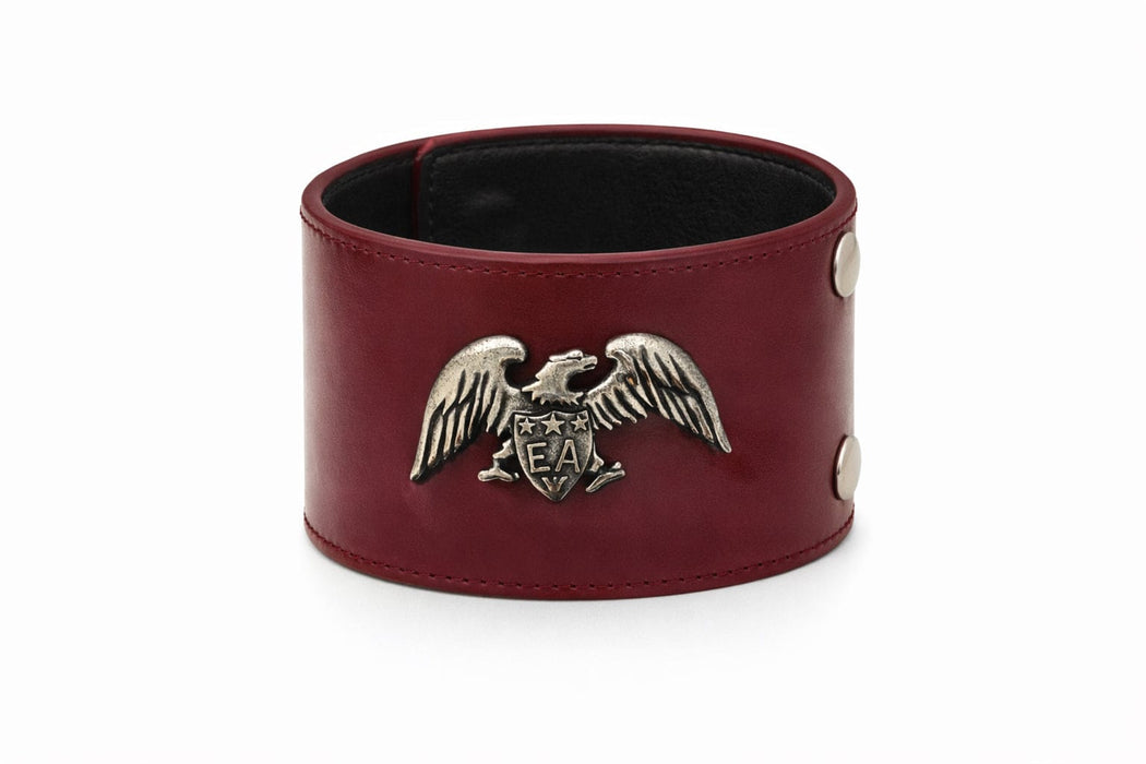 Emporio Armani Red Leather Cuff Bracelet with Eagle