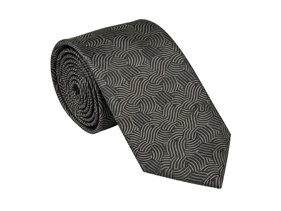 Emporio Armani Black Swirls 100% Silk Mens Tie