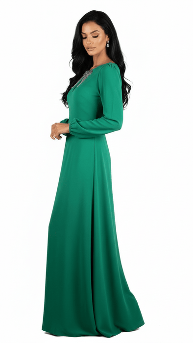 Roberto Cavalli Emerald Green Wing Detailed Keyhole Dress Gown
