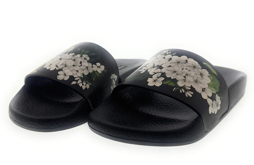 Dolce & Gabbana Black Floral Print Strap Pool Slide-35