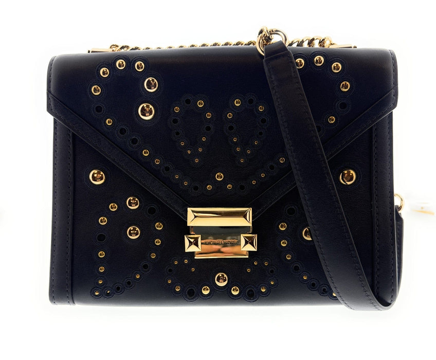Michael Kors Navy Leather Studded Envelope Crossbody Clutch