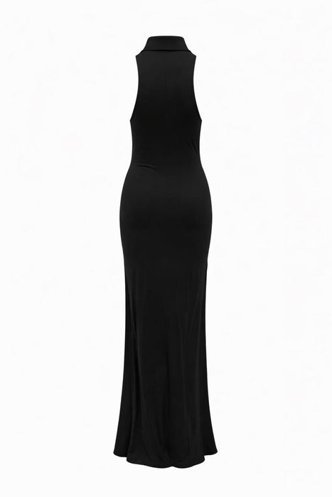Gianfranco Ferre Black Sleeveless Crest Jersey Fitted Dress - S