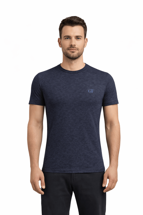 Gianfranco Ferre  Navy Blue and Grey Lightweight Cotton Blend Mens T-Shirt-S