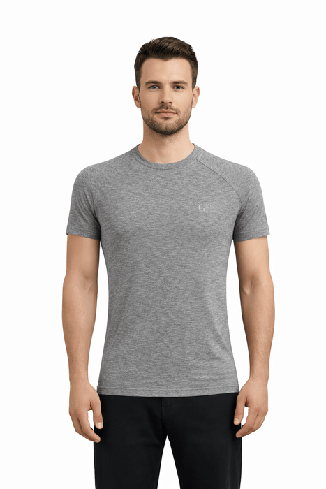 Gianfranco Ferre  Grey and Navy Blue Sheer Cotton Blend Mens T-Shirt-S
