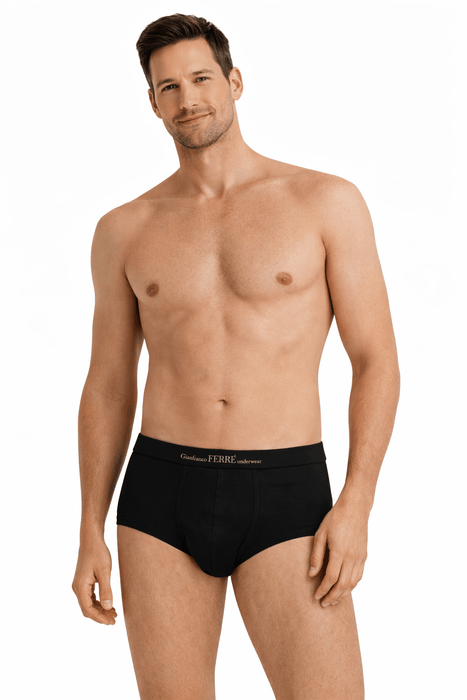 Gianfranco Ferre BREVI NR Black Cotton Blend Mens Underwear-XL