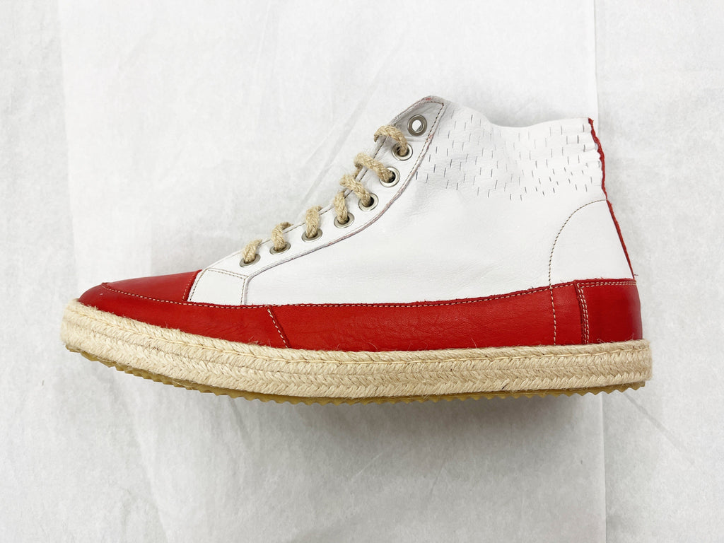 Daniela Fargion Red White Leather Espadrille High Top Sneakers - 10