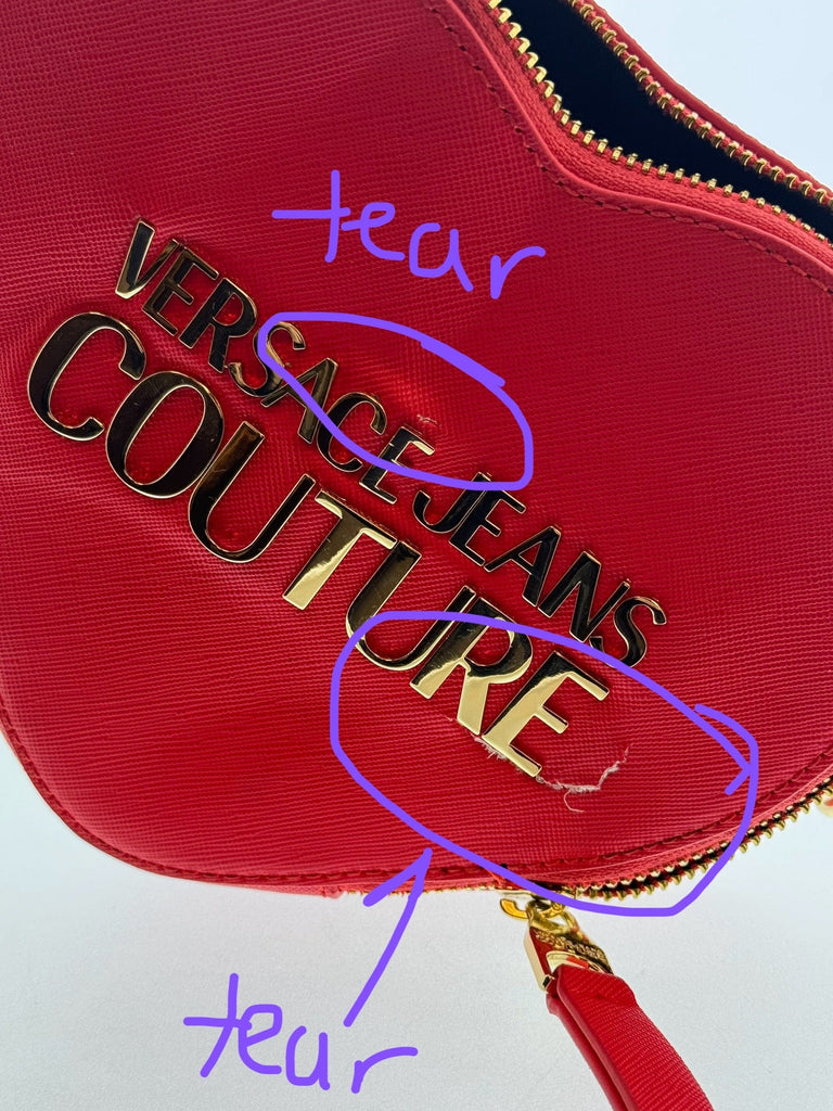 Damaged/Store Return Versace Jeans Couture Red Structured Heart Medium Crossbody bag