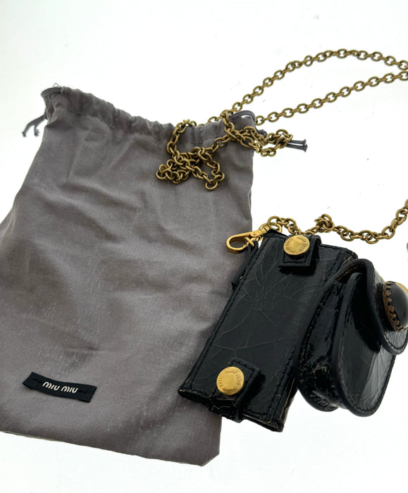 Miu Miu Mini Black Crackled Leather Handbag Accessory