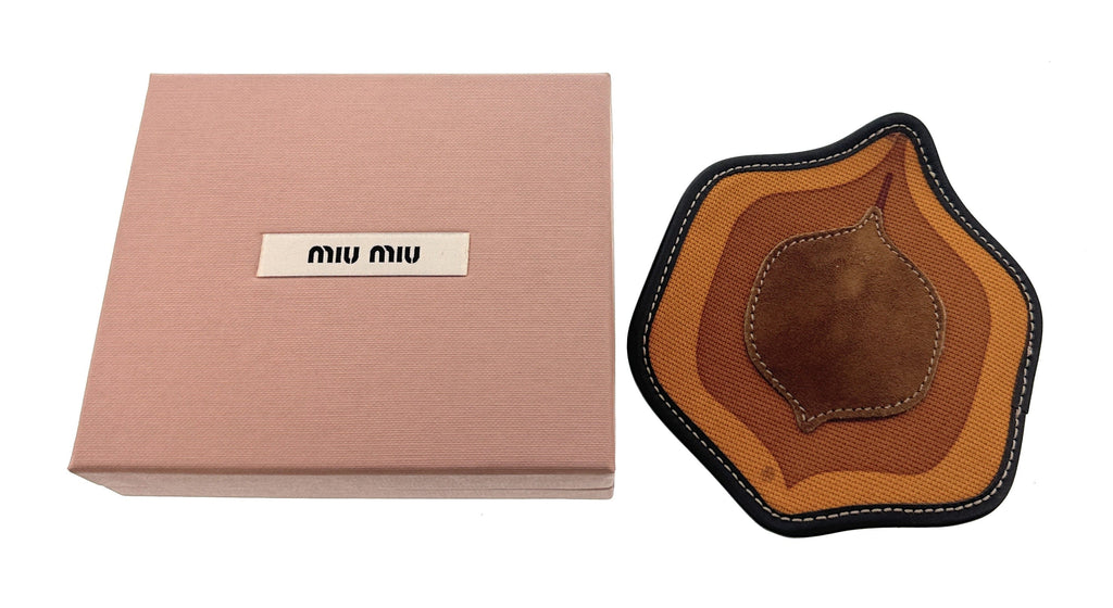 Miu Miu Leather Geometric Brooch Pin