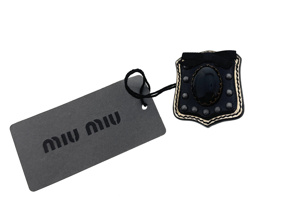 Defective Miu Miu Studed Leather Brooch Pin