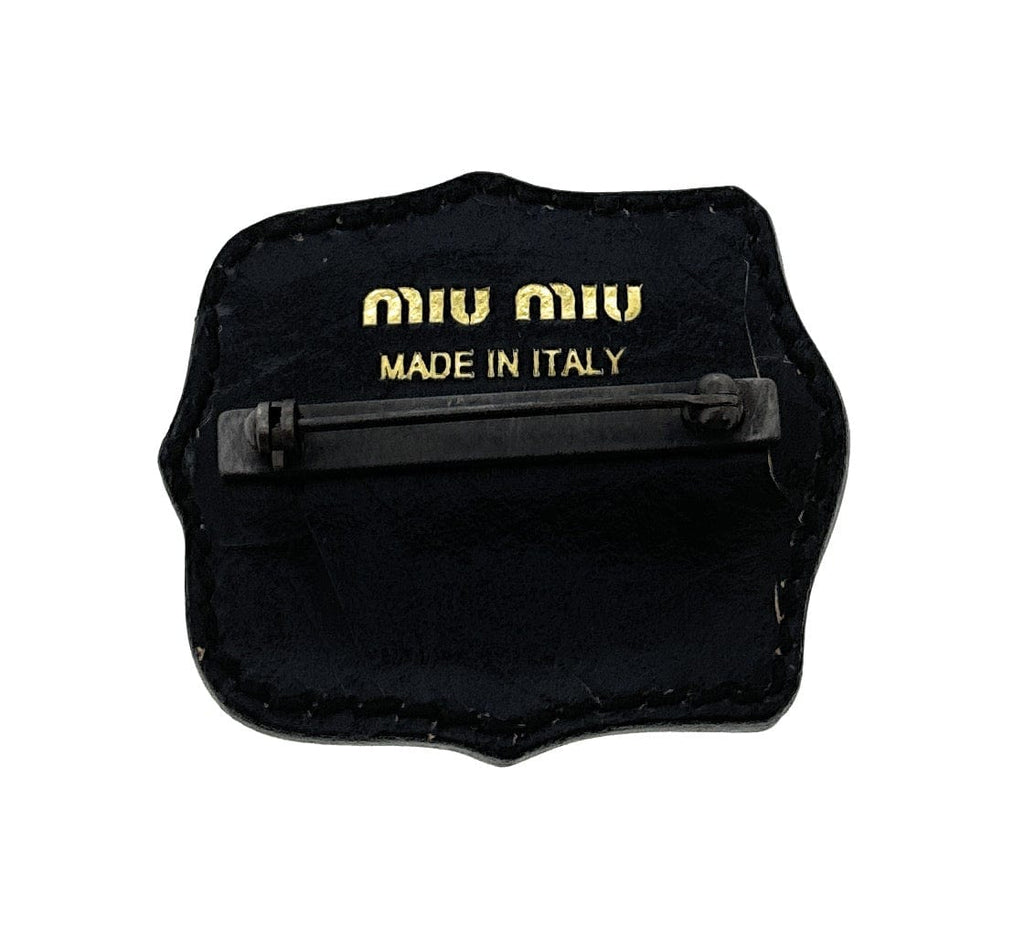 Miu Miu Black Embellished Brooch Pin -One Size