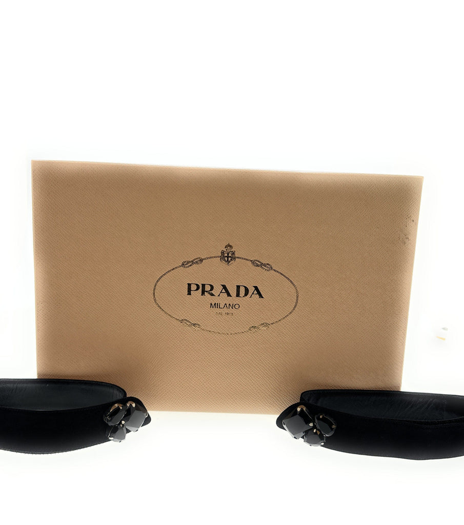 Prada Black Suede Embellished Footwear Accessory