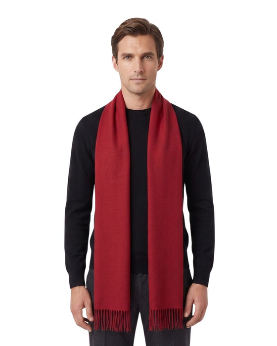 Lanvin Soft Luxurious Cashmere and Wool Red Fringe Scarf