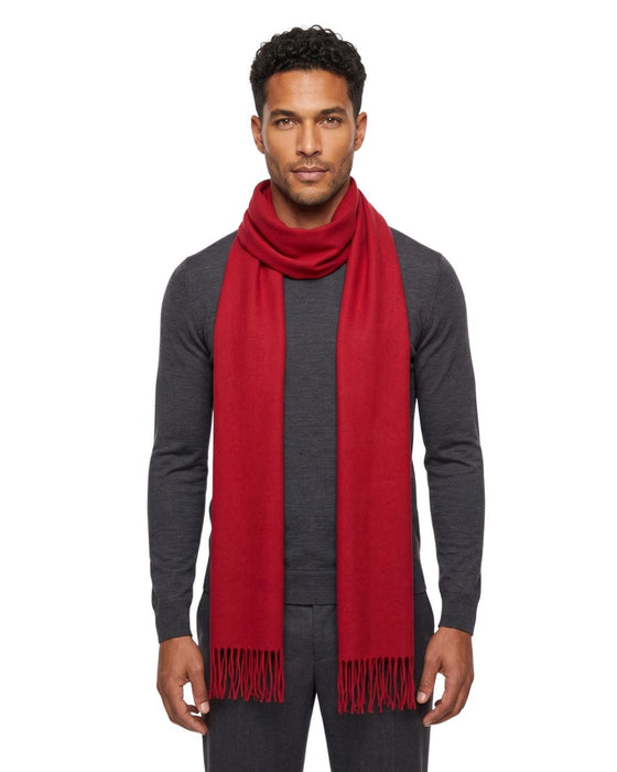 Lanvin Soft Luxurious Cashmere and Wool Red Fringe Scarf