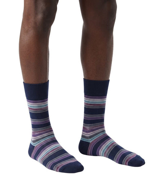 Missoni Navy Purple Mens Stripe Crew Socks-