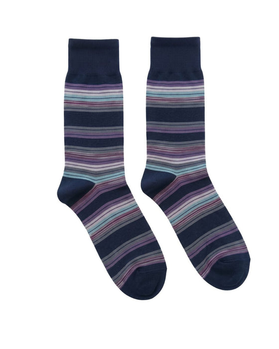 Missoni Navy Purple Mens Stripe Crew Socks-