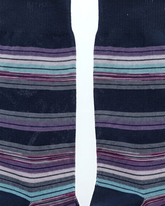 Missoni Navy Purple Mens Stripe Crew Socks-