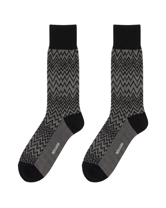 Missoni Black Mens Classic Chevron Crew Socks-M