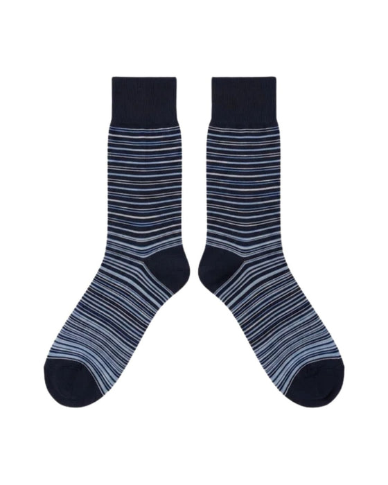 Missoni Blue  Mens Fine Stripe Crew Socks-M