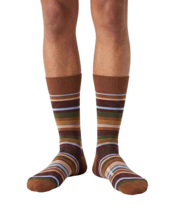 Missoni Burgubdy Brown Mens Stripe Crew Socks-M