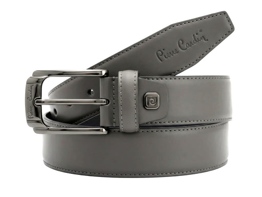 Pierre Cardin Shiny Grey Classic Black Silver D-Ring Adjustable Belt Adjustable Mens Belt-38