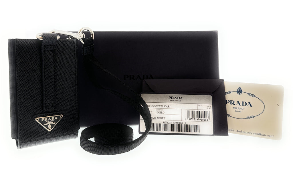 Prada Signature Black Leather Handbag Accessory Bag Charm