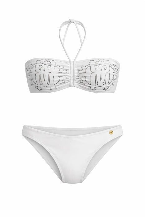 Roberto Cavalli  White Printed Two Piece Halter Neck Bikini Set- L